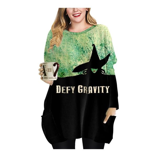 spring and autumn old witch printed pattern long pocket t-shirt oversized female element round neck dress, Black;gray
spring and autumn old witch printed pattern long pocket t-shirt oversized female element round neck dress, Black;gray
