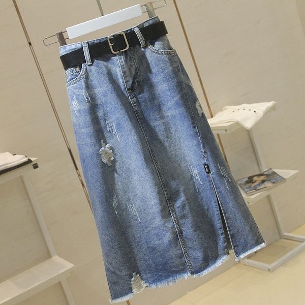 high waisted and slim, long denim women's skirt, large size, versatile, split a-line skirt, Black
high waisted and slim, long denim women's skirt, large size, versatile, split a-line skirt, Black
