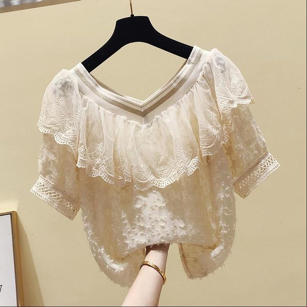plus size women shirts summer chiffon blouse for woman ruffles v neck shirt elegant sweet, White
plus size women shirts summer chiffon blouse for woman ruffles v neck shirt elegant sweet, White