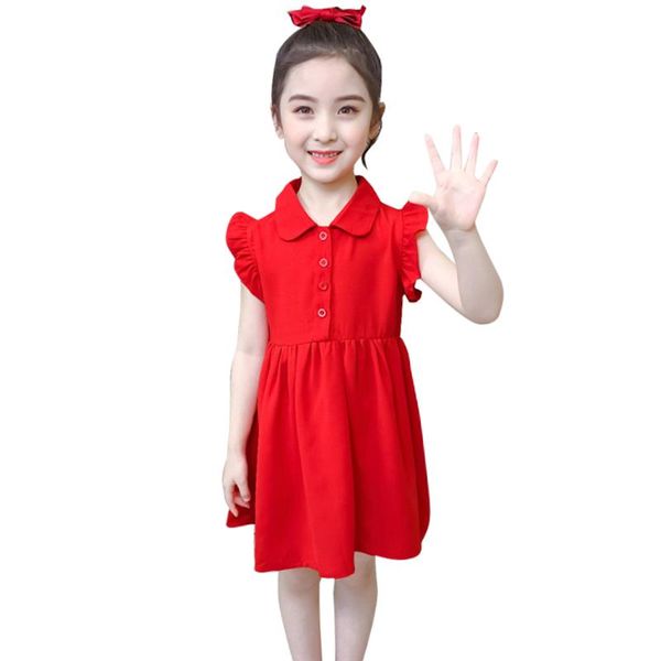 girl's dresses girl solid color dress for ruffles kids summer children's costumes girls 6 8 10 12 14, Red;yellow 
girl's dresses girl solid color dress for ruffles kids summer children's costumes girls 6 8 10 12 14, Red;yellow