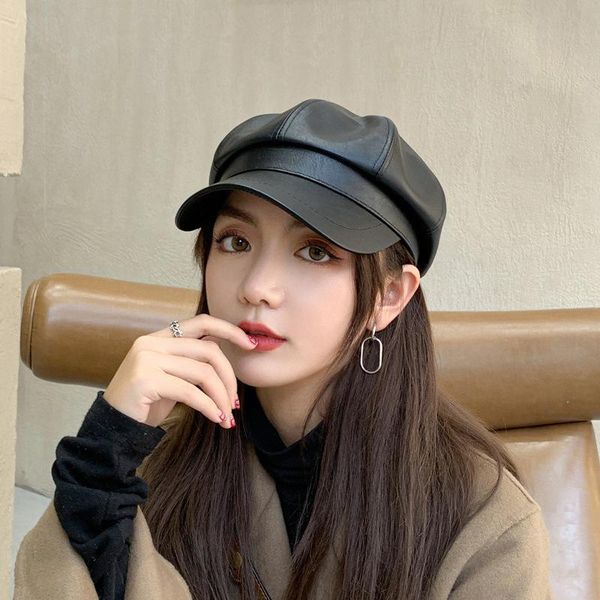 berets autumn winter hats fashion women solid color leather octagonal sboy caps ladies casual pu hat beret female artist cap, Blue;gray
berets autumn winter hats fashion women solid color leather octagonal sboy caps ladies casual pu hat beret female artist cap, Blue;gray