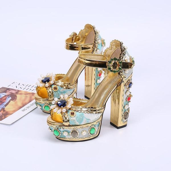 sandals vintage luxury women's shoes gold crystal rhinestone stud platform maryjane high heels bride party large size 43, Black
sandals vintage luxury women's shoes gold crystal rhinestone stud platform maryjane high heels bride party large size 43, Black