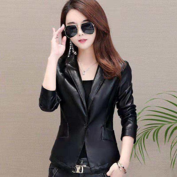 women's leather & faux ymwmhu fashion jacket solid minimalism winter office pu jackets single button coats korean style clothes, Black
women's leather & faux ymwmhu fashion jacket solid minimalism winter office pu jackets single button coats korean style clothes, Black