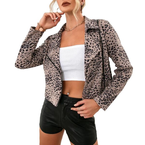women's jackets women close-fitting short fashion leopard printed pattern long sleeve zipper closure coats streetwear ladies casual, Black;brown
women's jackets women close-fitting short fashion leopard printed pattern long sleeve zipper closure coats streetwear ladies casual, Black;brown