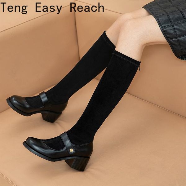 boots 2022 splicing autumn winter knee high boot ladies stretch leather shoes fashion block heels zipper women comfortable, Black
boots 2022 splicing autumn winter knee high boot ladies stretch leather shoes fashion block heels zipper women comfortable, Black