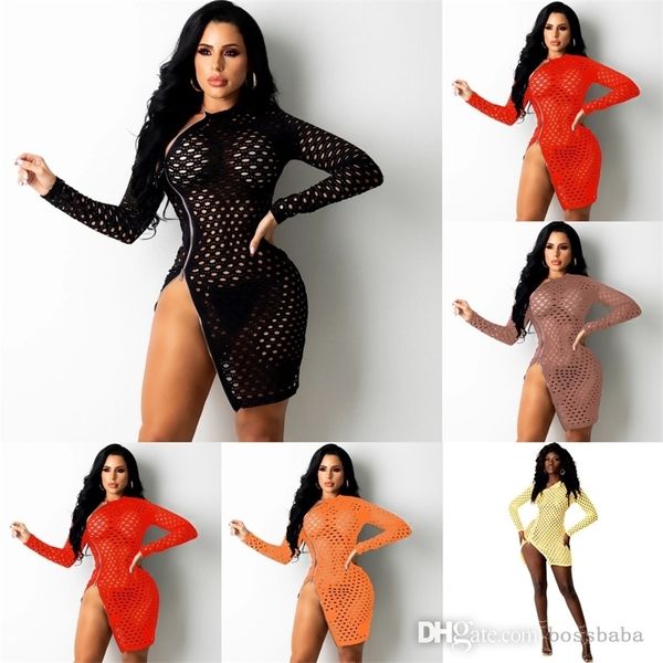 designer womens hollow out dresses zipper split buttock dress long sleeve nightclub short one step skirt, Black;gray
designer womens hollow out dresses zipper split buttock dress long sleeve nightclub short one step skirt, Black;gray
