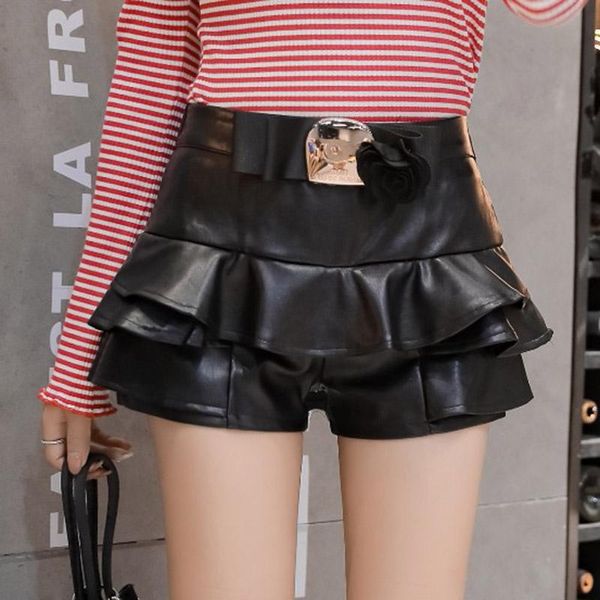 women's shorts 2021 spring autumn women mid waist pu pleated leather skirt slim elastic super plus size short femme, White;black
women's shorts 2021 spring autumn women mid waist pu pleated leather skirt slim elastic super plus size short femme, White;black