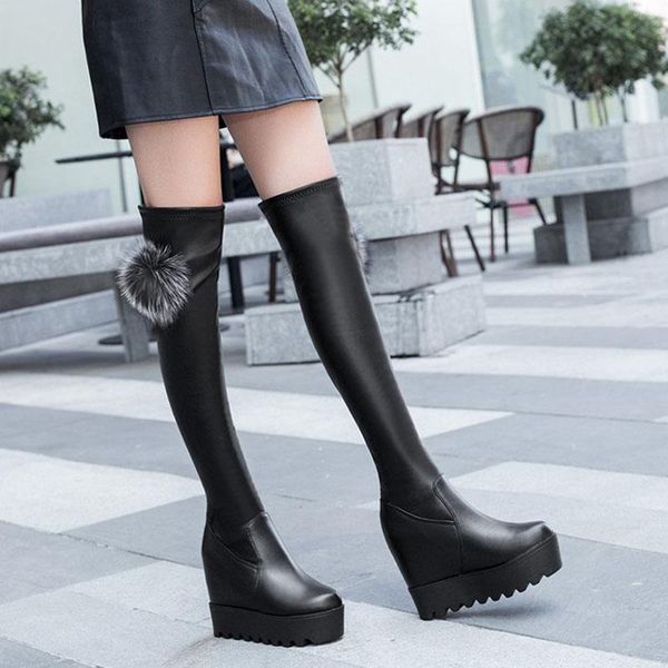 boots 2021 fur ball stealth increase over-the-knee leather warm plush platform women wedges shoes female high heels long, Black
boots 2021 fur ball stealth increase over-the-knee leather warm plush platform women wedges shoes female high heels long, Black