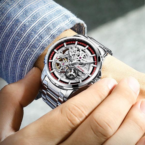 wristwatches ailang 2021 men's hollow mechanical watch stainless steel week calendar luminous sports waterproof atmosphere business, Slivery;brown
wristwatches ailang 2021 men's hollow mechanical watch stainless steel week calendar luminous sports waterproof atmosphere business, Slivery;brown