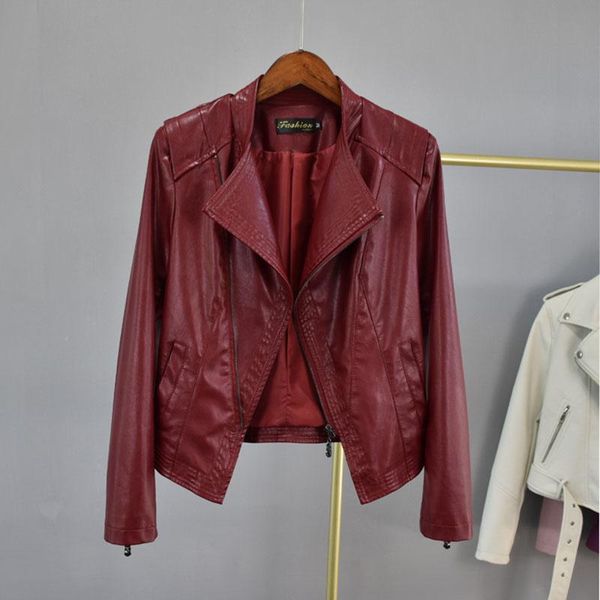 women's leather & faux korean short wine red washed pu jacket female plus size stand collar slim long sleeve streetwear moto biker, Black
women's leather & faux korean short wine red washed pu jacket female plus size stand collar slim long sleeve streetwear moto biker, Black