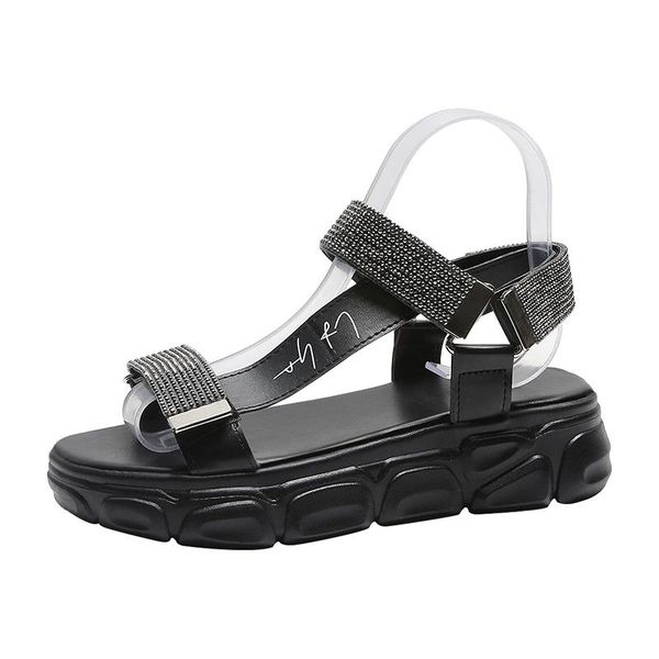women wedges sandals open toe comfy summer ladies slip-on flat 2021 rhinestones platform, Black
women wedges sandals open toe comfy summer ladies slip-on flat 2021 rhinestones platform, Black