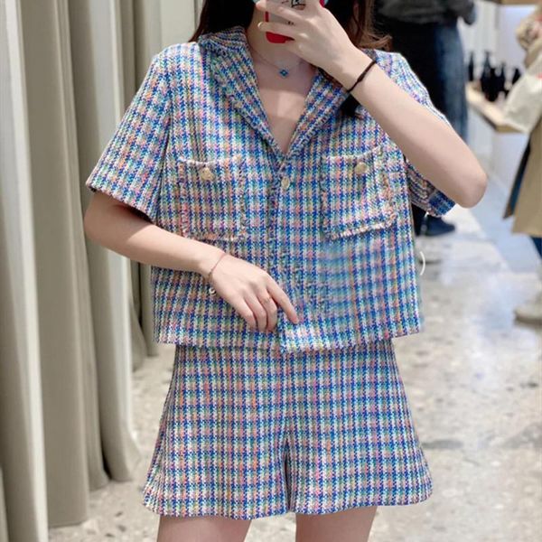 women's tracksuits high version summer women plaid hit color spliced loose designed shorts set female street sweet ladies ml200, Gray
women's tracksuits high version summer women plaid hit color spliced loose designed shorts set female street sweet ladies ml200, Gray