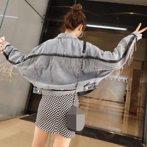 women's jackets spring nice korean-su denim jacket with loose-fitting bat-sleeved coats and women streetwear, Black;brown
women's jackets spring nice korean-su denim jacket with loose-fitting bat-sleeved coats and women streetwear, Black;brown