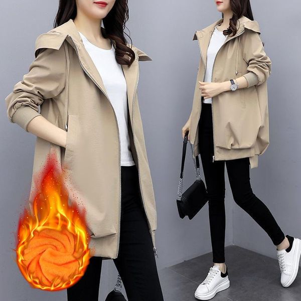 women's trench coats large size loose autumn jacket fashion solid zipper female hooded student plus velvet windbreaker coat 22, Tan;black
women's trench coats large size loose autumn jacket fashion solid zipper female hooded student plus velvet windbreaker coat 22, Tan;black
