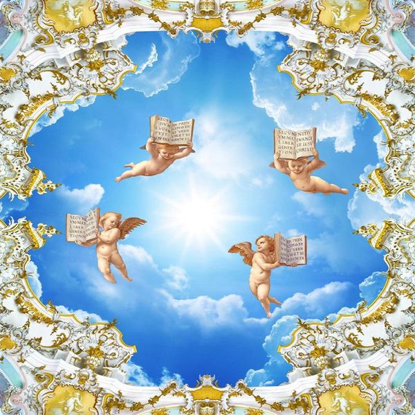 wallpapers drop european style blue sky and white clouds angel wallpaper 3d large ceiling fresco kid's room wall paper 
wallpapers drop european style blue sky and white clouds angel wallpaper 3d large ceiling fresco kid's room wall paper
