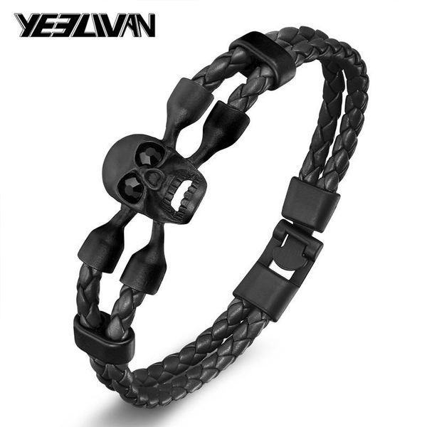 cuff viking black handmade braided rope leather skull bracelet for men punk style layered charms bangles gifts, White
cuff viking black handmade braided rope leather skull bracelet for men punk style layered charms bangles gifts, White