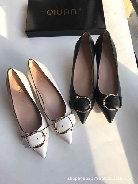 2021 spring pointed shallow mouth metal buckle single fashion high heels commuting ol casual women's sho, Black
2021 spring pointed shallow mouth metal buckle single fashion high heels commuting ol casual women's sho, Black