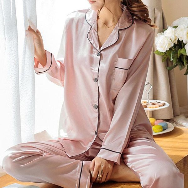 women womens sleepwears satin silk pajamas set long sleeve shirt pants sleepwear home suit nightwear, Black;red
women womens sleepwears satin silk pajamas set long sleeve shirt pants sleepwear home suit nightwear, Black;red
