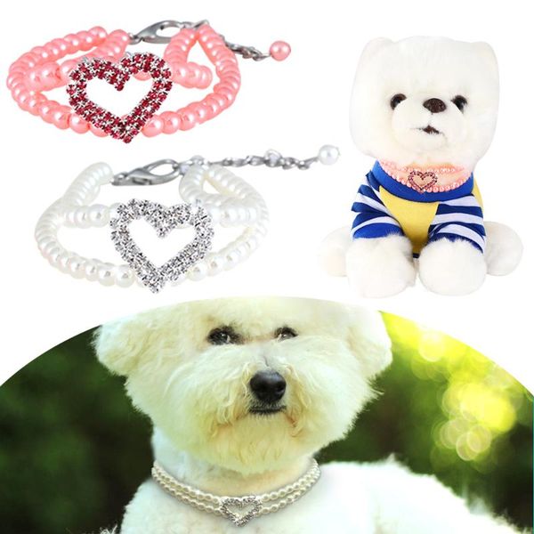 dog collars & leashes cute lovely pet pearl necklace puppy collar with shiny rhinestone heart tag cat accessories d40
dog collars & leashes cute lovely pet pearl necklace puppy collar with shiny rhinestone heart tag cat accessories d40