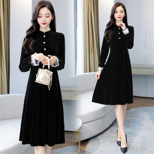 3xl plus size autumn winter vintage gold velvet warm vestido women high street fashion dress lady party black hepburn 210528, Black;gray
3xl plus size autumn winter vintage gold velvet warm vestido women high street fashion dress lady party black hepburn 210528, Black;gray