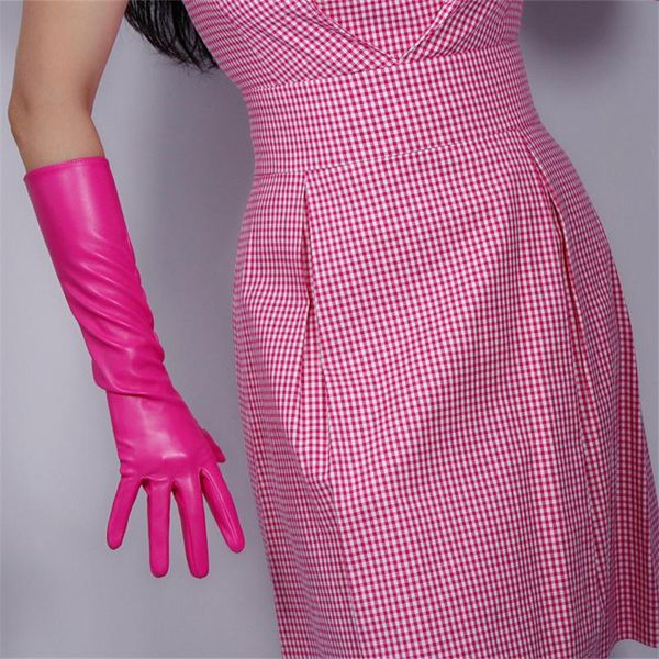 five fingers gloves women' long section leather 40cm simulation imitation sheepskin pu rose red deep pink pumh40, Blue;gray
five fingers gloves women' long section leather 40cm simulation imitation sheepskin pu rose red deep pink pumh40, Blue;gray