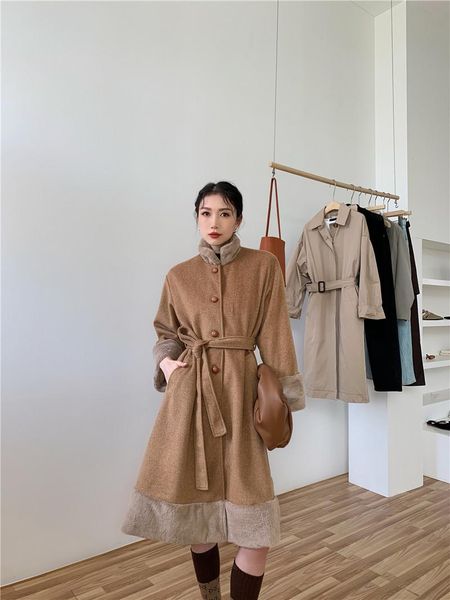 women's wool & blends khaki patchwork tweed coat small winter mid long woolen, Black
women's wool & blends khaki patchwork tweed coat small winter mid long woolen, Black