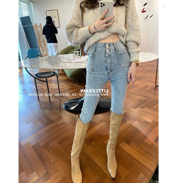 women's jeans two button high waistline skinny fall versatile small leg pants sjq0, Blue
women's jeans two button high waistline skinny fall versatile small leg pants sjq0, Blue