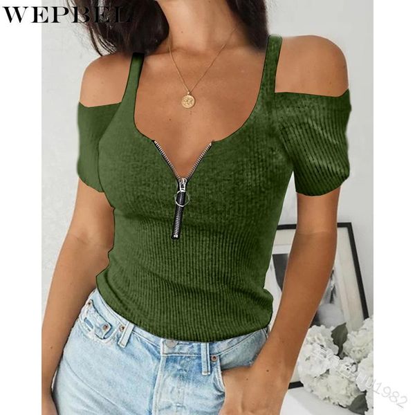 off shoulder t-shirt women's spaghetti strap slim solid color summer short sleeve v-neck zipper, White
off shoulder t-shirt women's spaghetti strap slim solid color summer short sleeve v-neck zipper, White