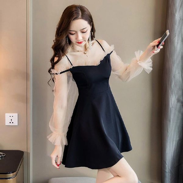 casual dresses spring style long sleeve off shoulder dress ruffles empire patchwork mesh a-line spaghetti women's clothing, Black;gray
casual dresses spring style long sleeve off shoulder dress ruffles empire patchwork mesh a-line spaghetti women's clothing, Black;gray