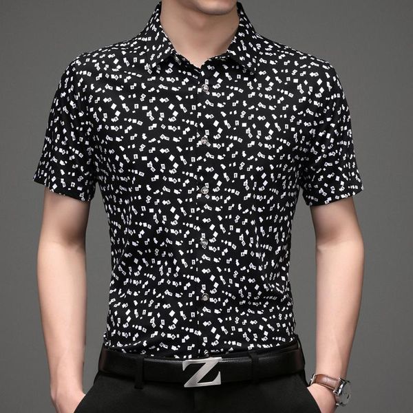 men's casual shirts summer full letter print slim fit shirt business office social dress streetwear camisas para hombre, White;black
men's casual shirts summer full letter print slim fit shirt business office social dress streetwear camisas para hombre, White;black