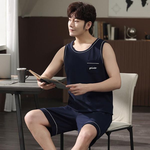 men's sleepwear summer men knitted cotton pajama sets mens vest pajamas loose casual soft plus size male pijamas clothing fuzd, Black;brown
men's sleepwear summer men knitted cotton pajama sets mens vest pajamas loose casual soft plus size male pijamas clothing fuzd, Black;brown