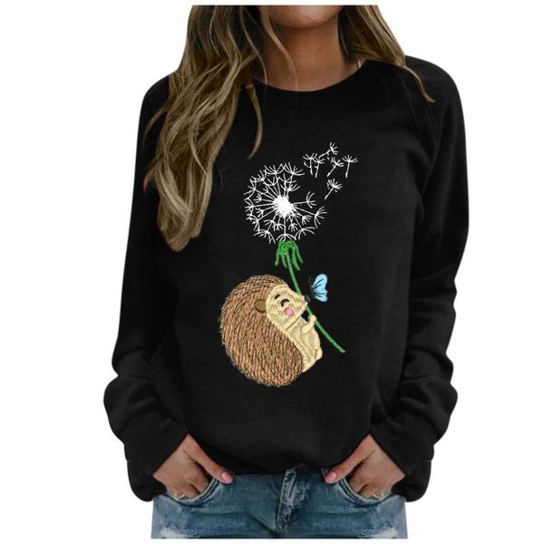 women's t-shirt women fashion harajuku o-neck hedgehog and dandelion print kawaii long sleeve casual pullover poleras mujer, White
women's t-shirt women fashion harajuku o-neck hedgehog and dandelion print kawaii long sleeve casual pullover poleras mujer, White