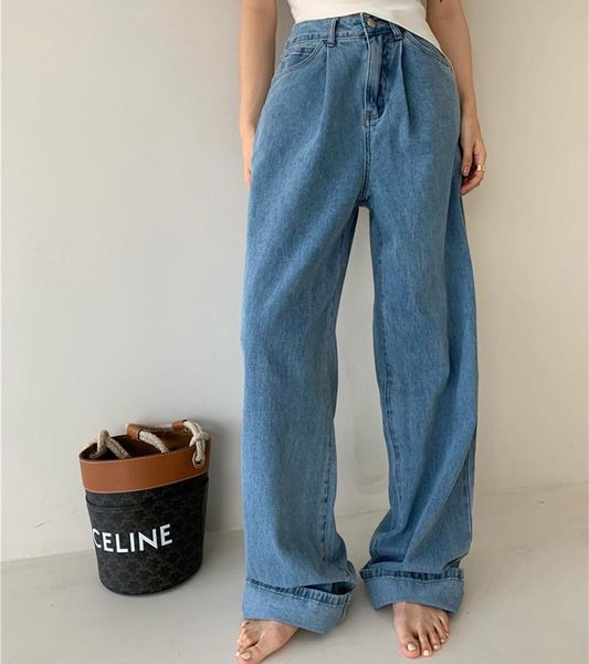 women's jeans 2021 loose wide leg trousers for women summer ladies straight pantalon high waist button female denim pants p167, Blue
women's jeans 2021 loose wide leg trousers for women summer ladies straight pantalon high waist button female denim pants p167, Blue