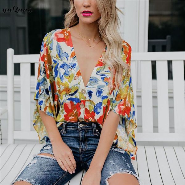 women's blouses & shirts yuqung plus size womens button and ladies floral print v-neck blouse elegant women batwing casual short shirt, White
women's blouses & shirts yuqung plus size womens button and ladies floral print v-neck blouse elegant women batwing casual short shirt, White