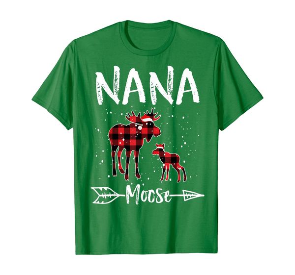nana x-mas moose santa family matching pajamas t-shirt, White;black