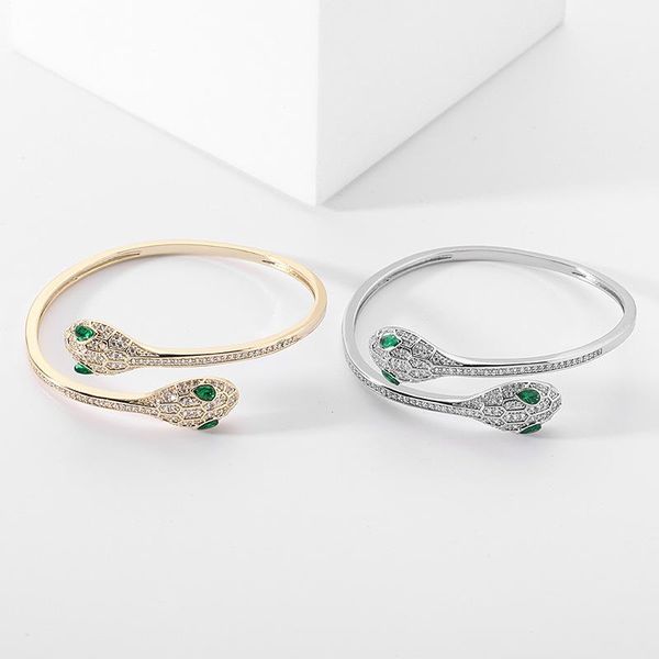 bangle snake-shaped green eyes zircon gold snake head retro opening adjustable personality double-headed bracelet female, Black
bangle snake-shaped green eyes zircon gold snake head retro opening adjustable personality double-headed bracelet female, Black