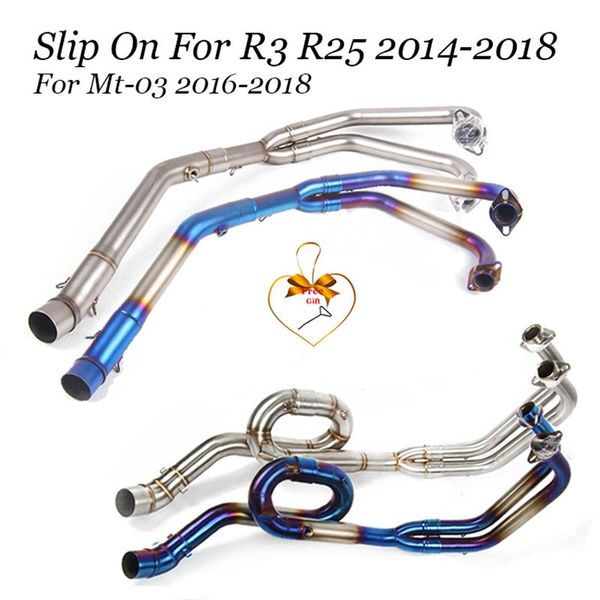 motorcycle exhaust system plug and play full titanium alloy stainless steel front tube for r3 r25 2014-2021 mt-03 2021-2021
motorcycle exhaust system plug and play full titanium alloy stainless steel front tube for r3 r25 2014-2021 mt-03 2021-2021