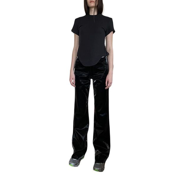 women's pants & capris solid color pu leather high waist straight-leg trousers for party travel, Black;white
women's pants & capris solid color pu leather high waist straight-leg trousers for party travel, Black;white