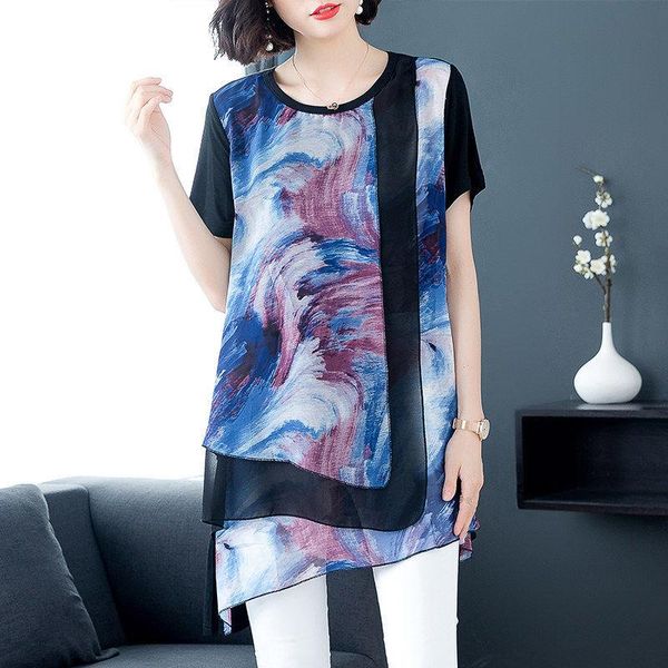 women's blouses & shirts 2021 summer middle aaged women chiffon short sleeve blouse female flower print fashion slim plus size 4xl shi, White
women's blouses & shirts 2021 summer middle aaged women chiffon short sleeve blouse female flower print fashion slim plus size 4xl shi, White