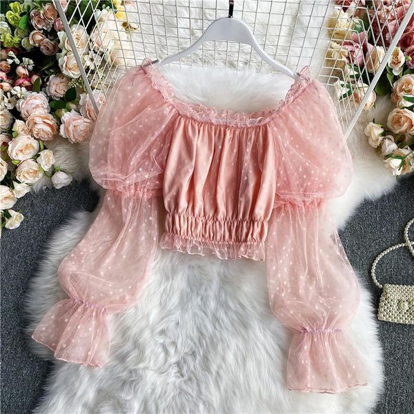 women's blouses & shirts autumn 2021 style puff sleeve slim-fit short square neck mesh chiffon shirt with wooden ears uk220, White
women's blouses & shirts autumn 2021 style puff sleeve slim-fit short square neck mesh chiffon shirt with wooden ears uk220, White