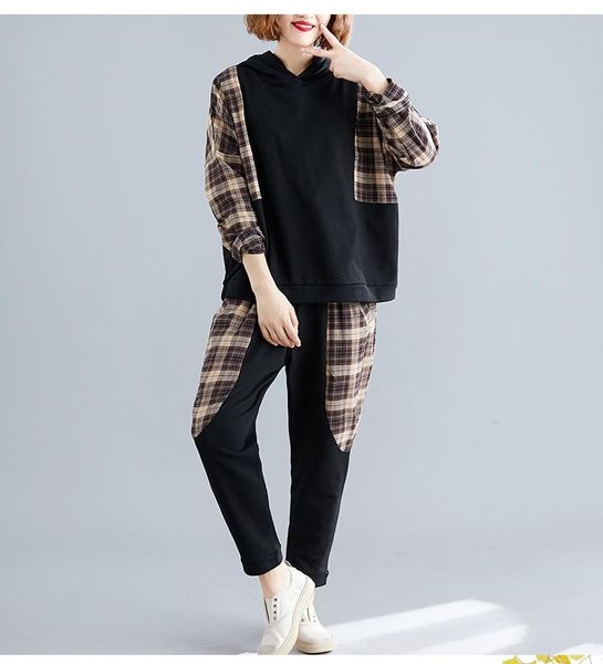 two piece dress plaid womens tracksuit set hooded hoodies+pants casual clothes loose 2 and pants women's tracksuits, White
two piece dress plaid womens tracksuit set hooded hoodies+pants casual clothes loose 2 and pants women's tracksuits, White