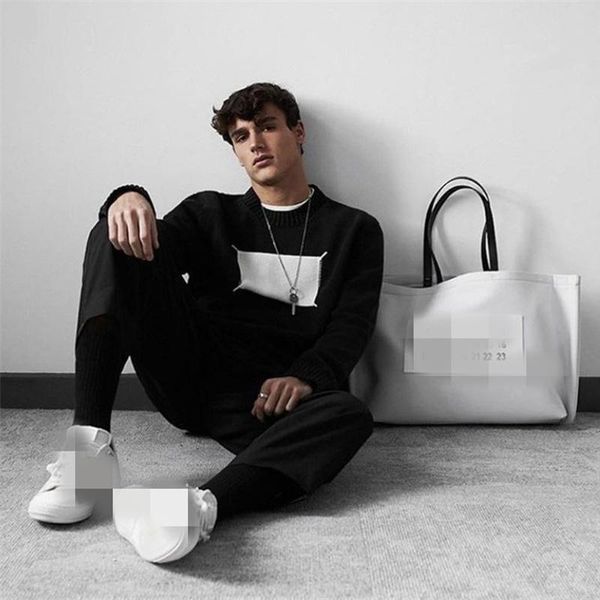 men's sweaters 2021 autumn cotton men sweater fashion round neck women loose elegant casual high street t1147, White;black
men's sweaters 2021 autumn cotton men sweater fashion round neck women loose elegant casual high street t1147, White;black