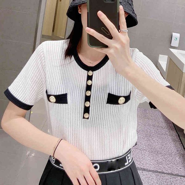 women's t-shirt white o-neck thin knitted t shirt women hollow out clothes summer short sleeve female button woman tshirt muj
women's t-shirt white o-neck thin knitted t shirt women hollow out clothes summer short sleeve female button woman tshirt muj