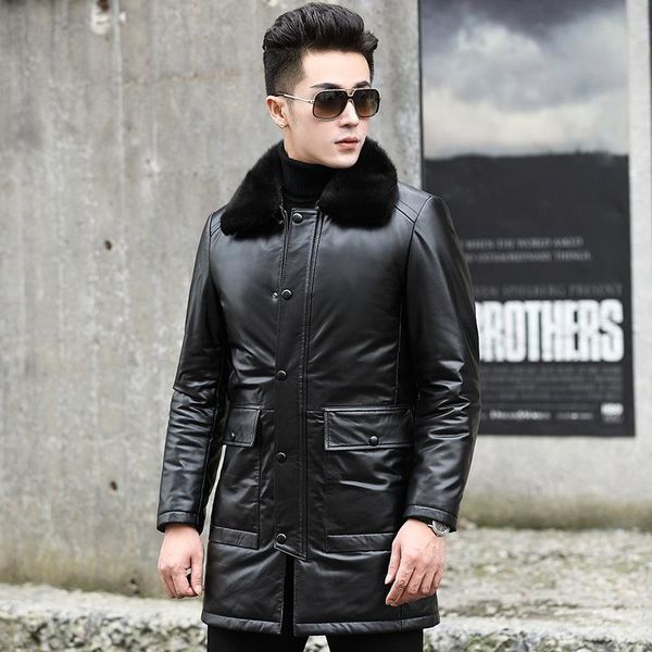 men's leather & faux men cow duck down winter coat real collar genuine mens jacket sy56n yy912, Black
men's leather & faux men cow duck down winter coat real collar genuine mens jacket sy56n yy912, Black