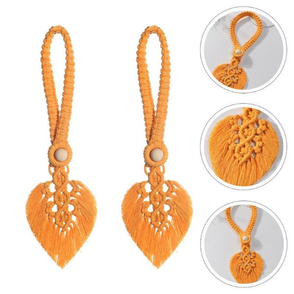 curtain & drapes 2pcs bohemian weaving tieback thanksgiving strap leaf tie rope