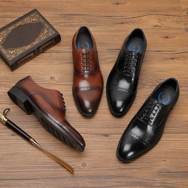 british leather three joint men's business ess shoes handmade cowhide carved goodyear oxford shoes, Black
british leather three joint men's business ess shoes handmade cowhide carved goodyear oxford shoes, Black