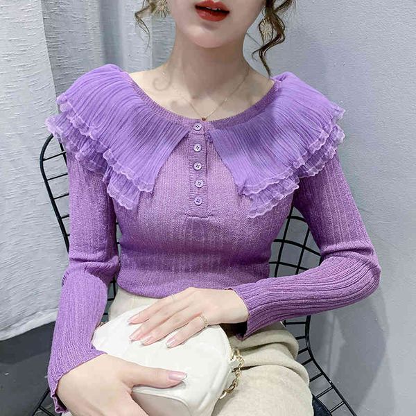 women's knits & tees womens sweet slim knitted base blouses solid blue/purple long-sleeved pull-over ruffled lape knit shirts r5ug, White
women's knits & tees womens sweet slim knitted base blouses solid blue/purple long-sleeved pull-over ruffled lape knit shirts r5ug, White