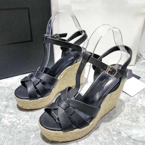 est summer shoes woman genuine leather ankle-strap sandals open-toes wedges platform slippers dress, Black
est summer shoes woman genuine leather ankle-strap sandals open-toes wedges platform slippers dress, Black