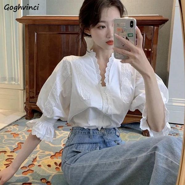 women's blouses & shirts women temperament stylish harajuku leisure summer female chic flare sleeve all-match solid holiday lace design, White
women's blouses & shirts women temperament stylish harajuku leisure summer female chic flare sleeve all-match solid holiday lace design, White
