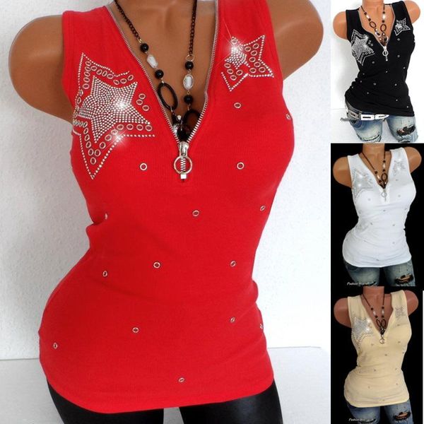 women's t-shirt stretch beading tanks tees cotton women summer t shirts zipper v neck sleeveless black slim vest plus size 5xl, White
women's t-shirt stretch beading tanks tees cotton women summer t shirts zipper v neck sleeveless black slim vest plus size 5xl, White
